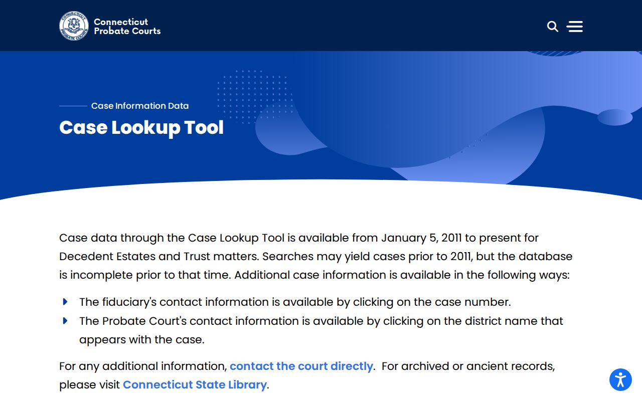 Southington resident lookup using the Cheshire-Southington Probate case index