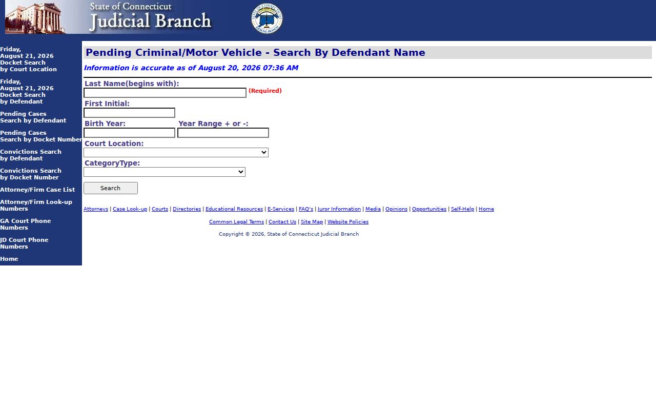Southington resident lookup through the Connecticut criminal docket portal